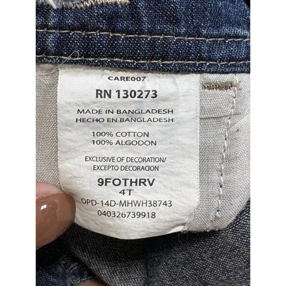 Wrangler Jeans 4T Denim Carpenter Bib Overalls Kids Size Toddler Denim - Picture 6 of 6